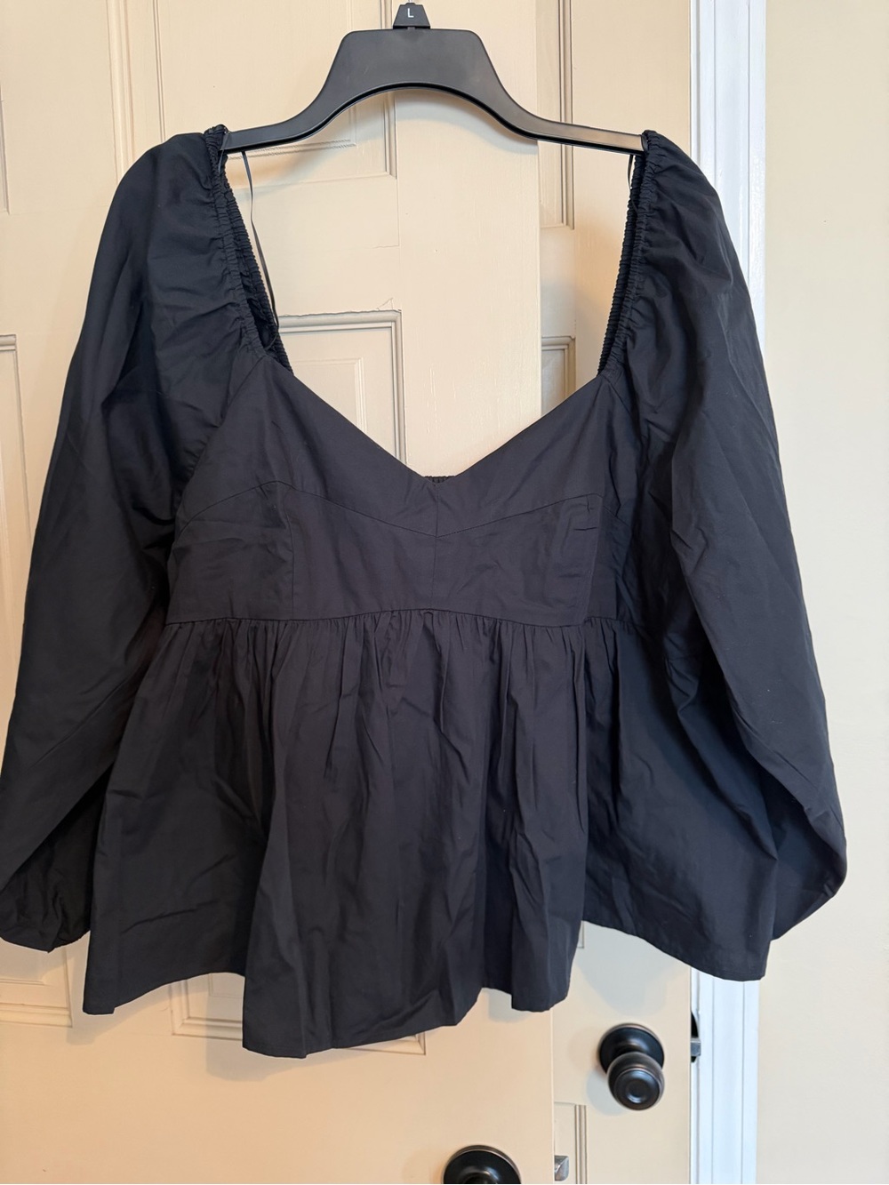 Banana Republic Black Peasant-Style V-Neck Blouse